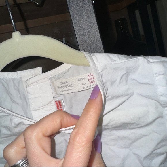 Zara Kids toddler girl blouse babydoll short sleeve bow chambray tunic top - Picture 2 of 6